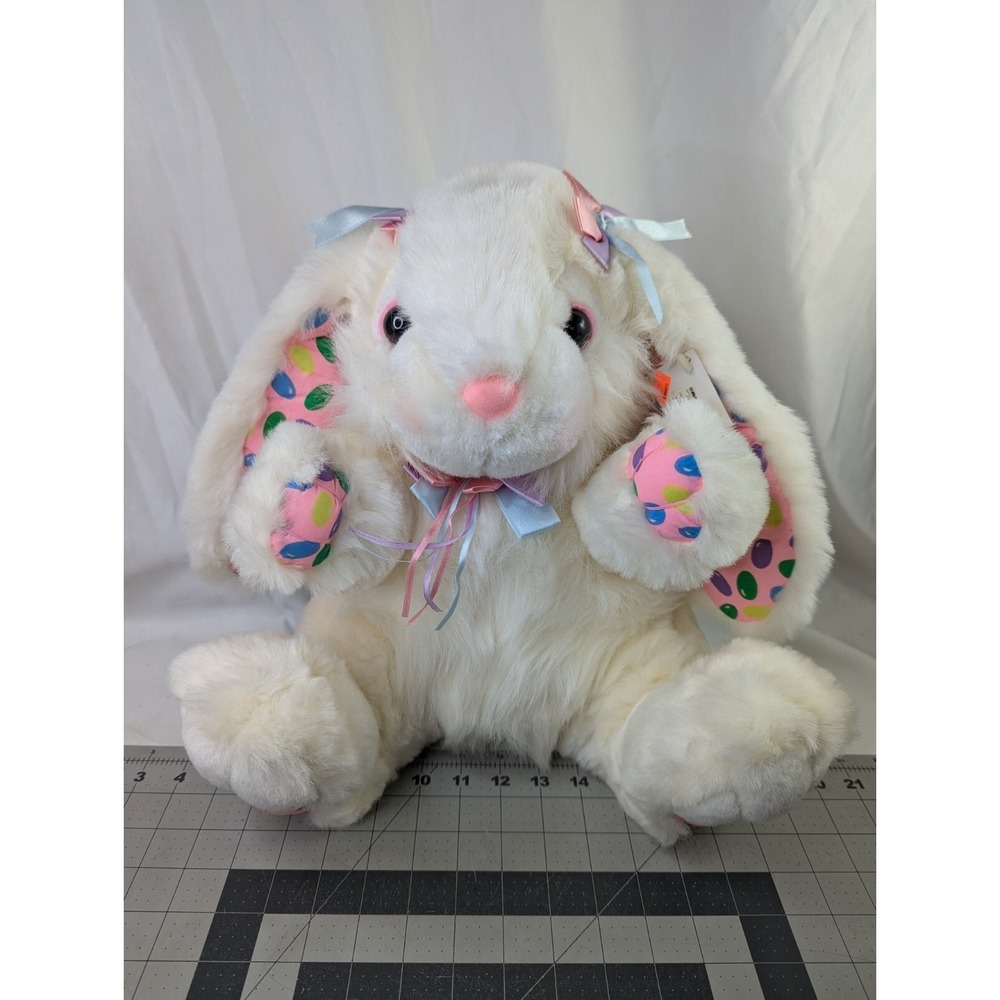 White Easter Bunny Rabbit Plush‎ Jellybeans 14 Inch Dandee Int'l Stuffed Animal
